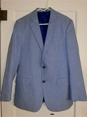 Stafford Light Blue Textured Two-Button Blazer
